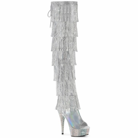 6 Inch Heel BEJEWELED-3017HG-RSF-6 Silver Holo Pu