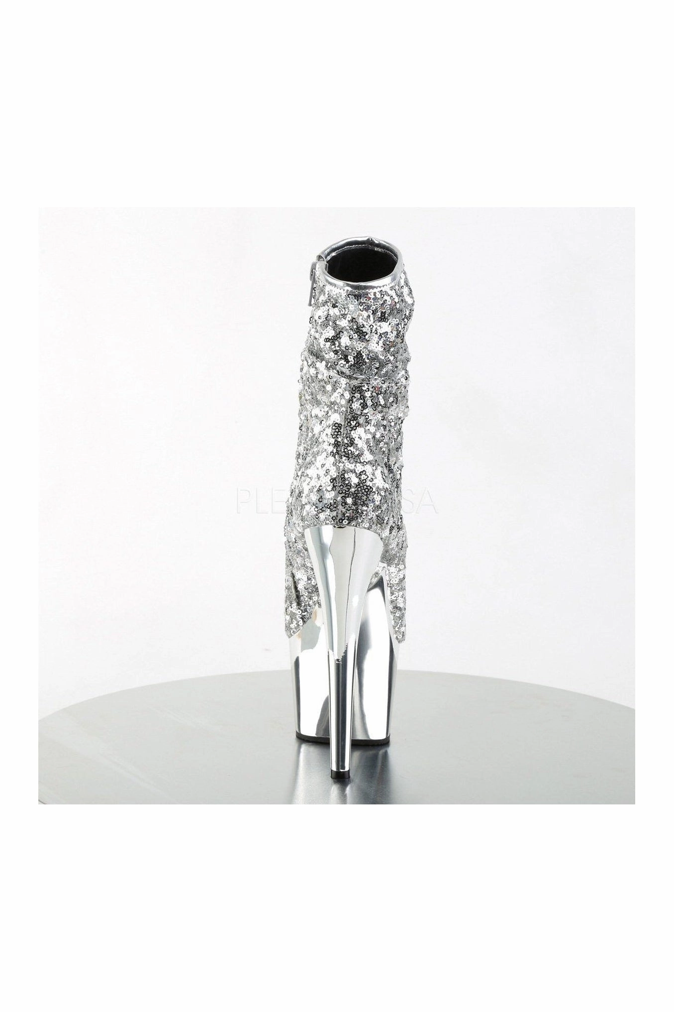 ADORE-1008SQ Platform Boot  | Silver Sequins