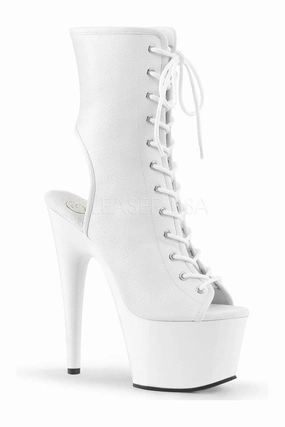 ADORE-1016 Platform Boot  | White Faux Leather