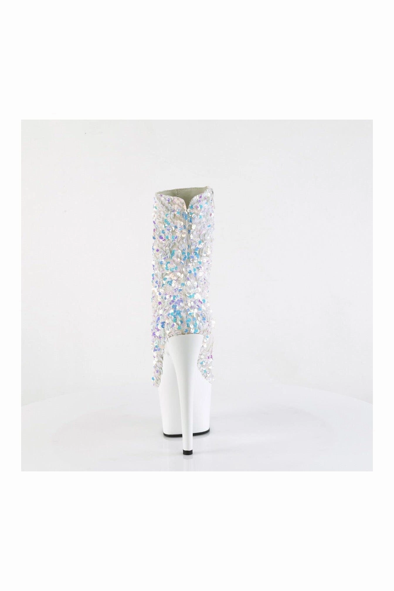 ADORE-1042SQ White Sequins Ankle Boot