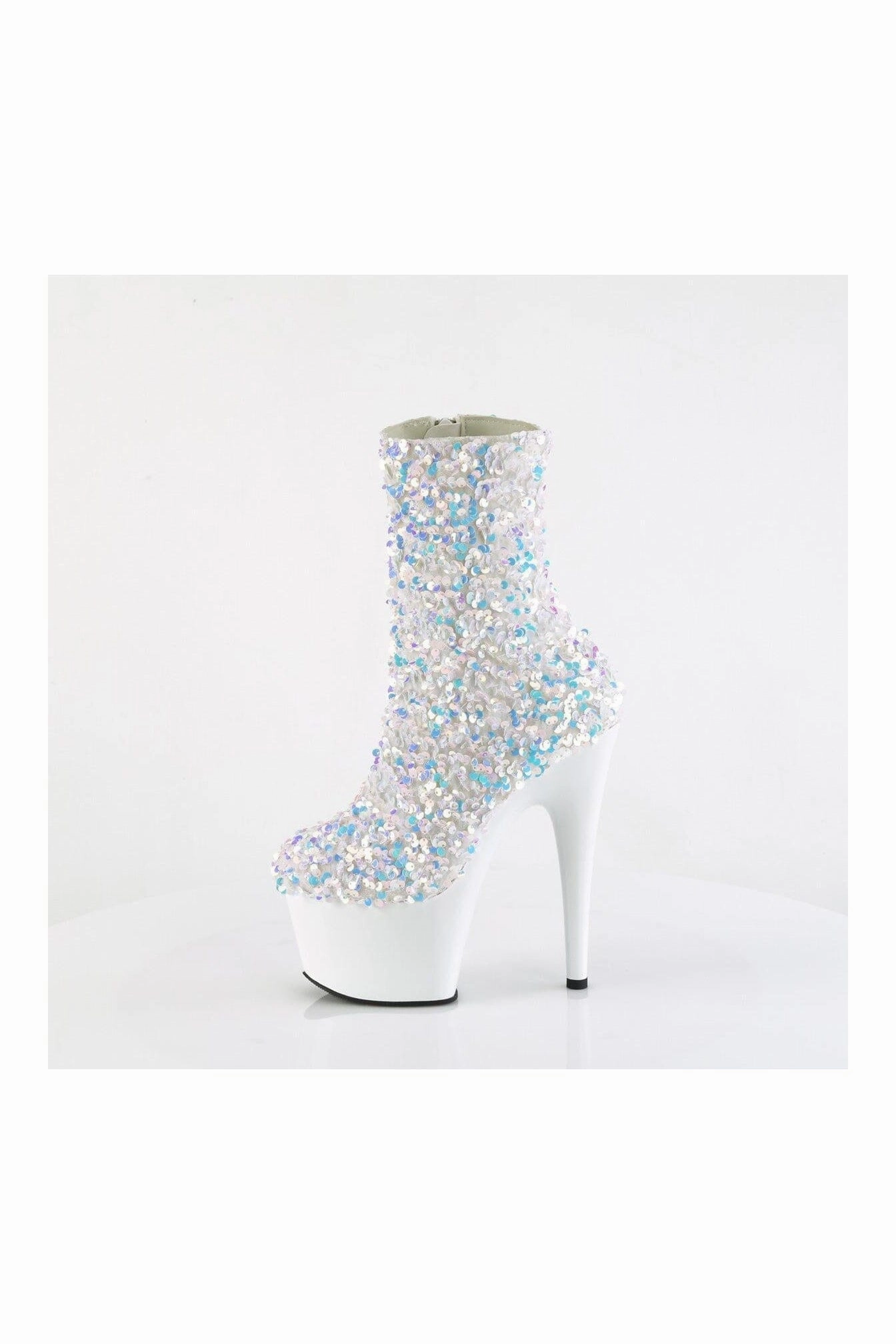 ADORE-1042SQ White Sequins Ankle Boot
