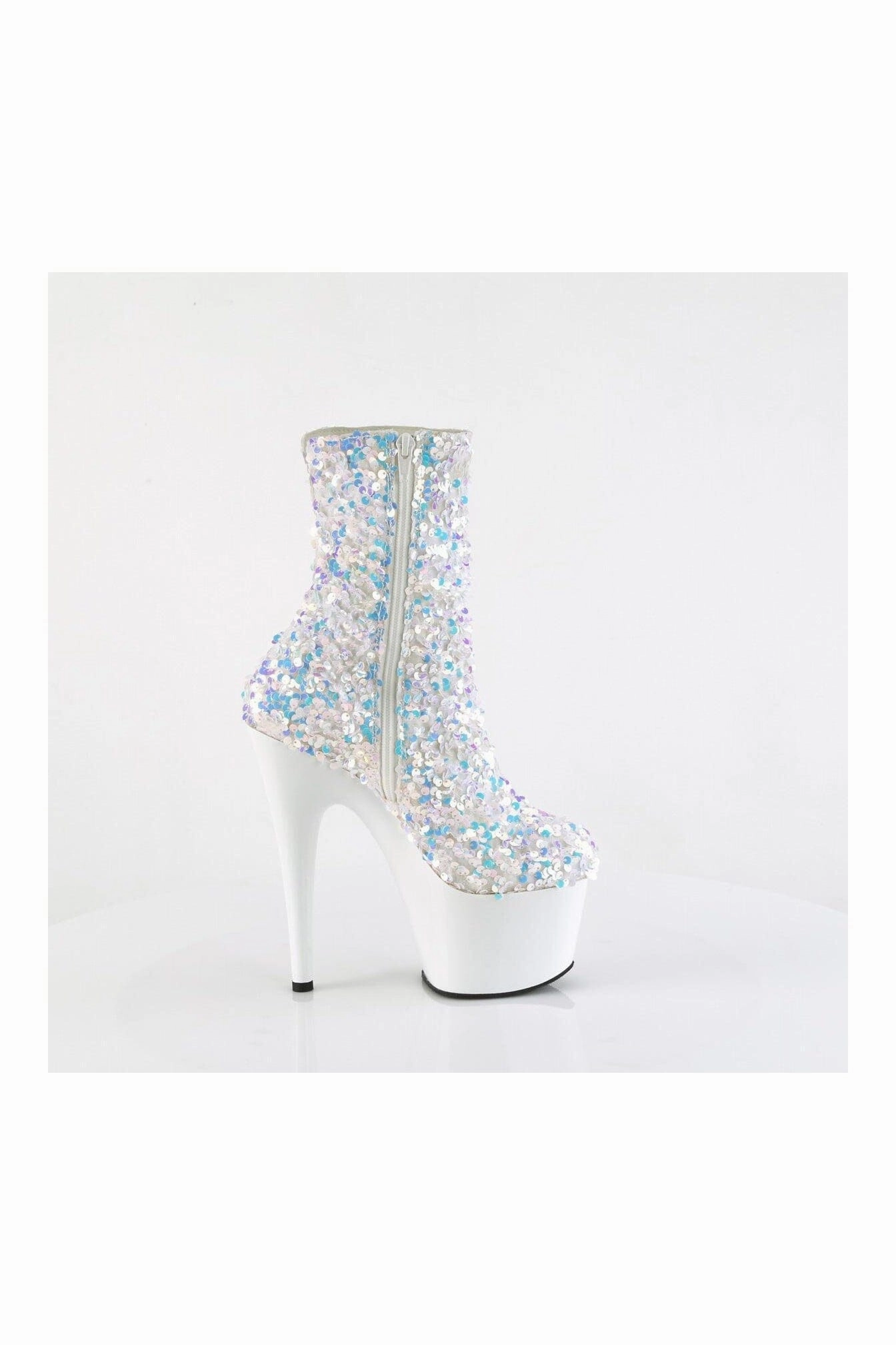 ADORE-1042SQ White Sequins Ankle Boot