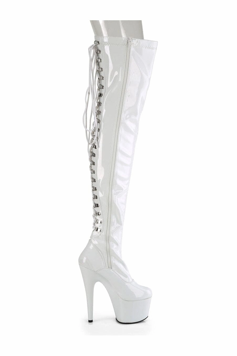 ADORE-3063 White Patent Thigh Boot
