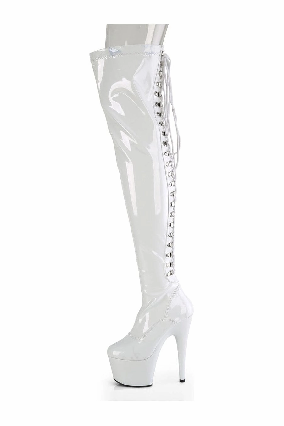 ADORE-3063 White Patent Thigh Boot