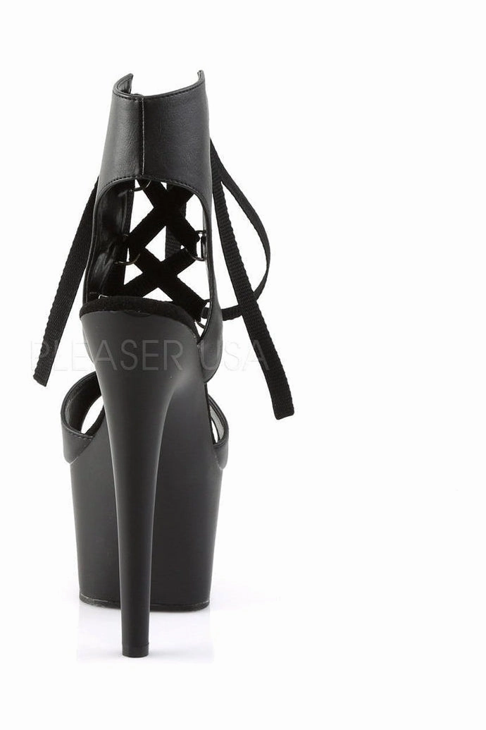 ADORE-700-14 Platform Sandal  | Black Faux Leather