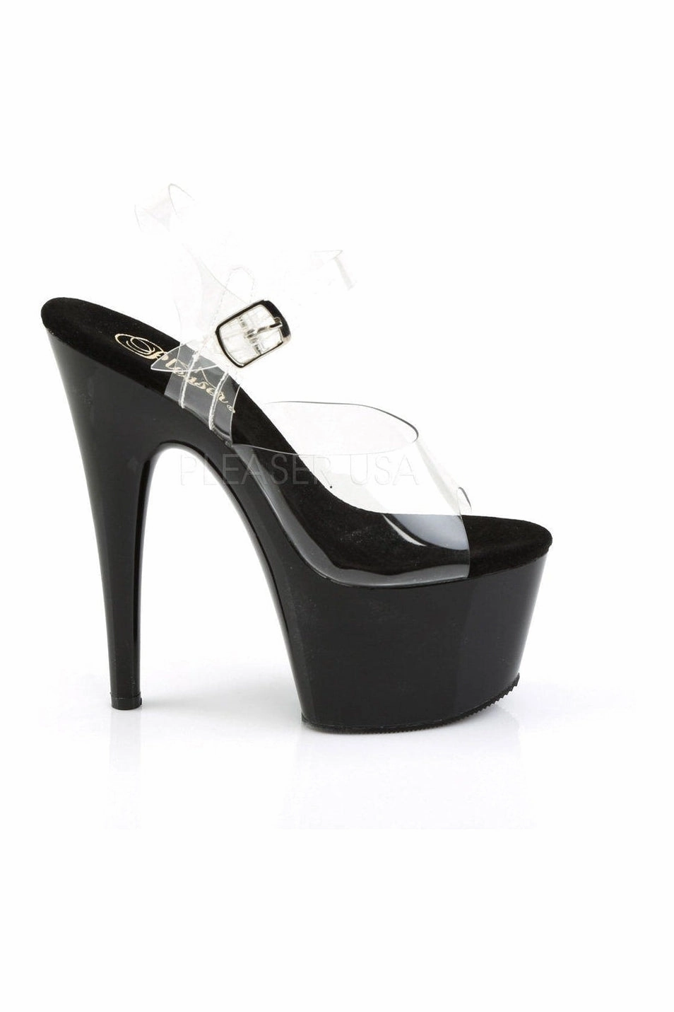 ADORE-708 Platform Sandal  | Black Vinyl