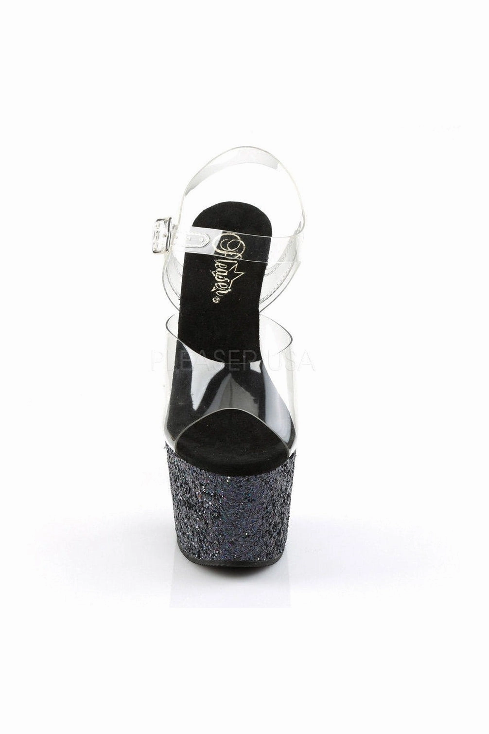 ADORE-708LG Platform Sandal  | Black Vinyl
