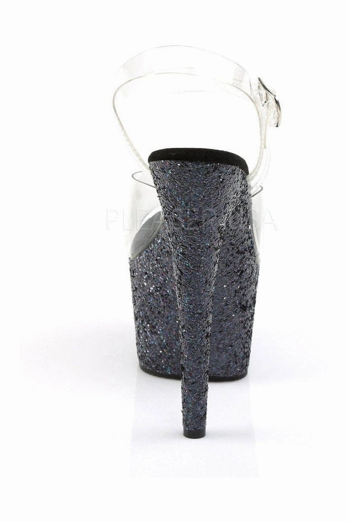 ADORE-708LG Platform Sandal  | Black Vinyl