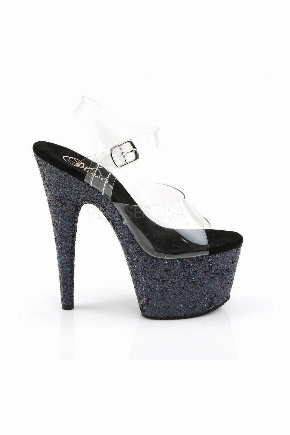 ADORE-708LG Platform Sandal  | Black Vinyl