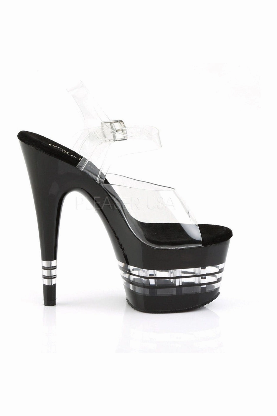 ADORE-708LN Platform Sandal  | Black Vinyl