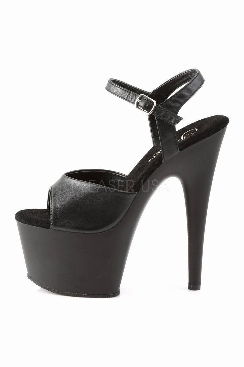 ADORE-709 Platform Sandal  | Black Faux Leather