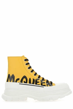 Alexander McQueen Logo Printed Tread Slick Boots