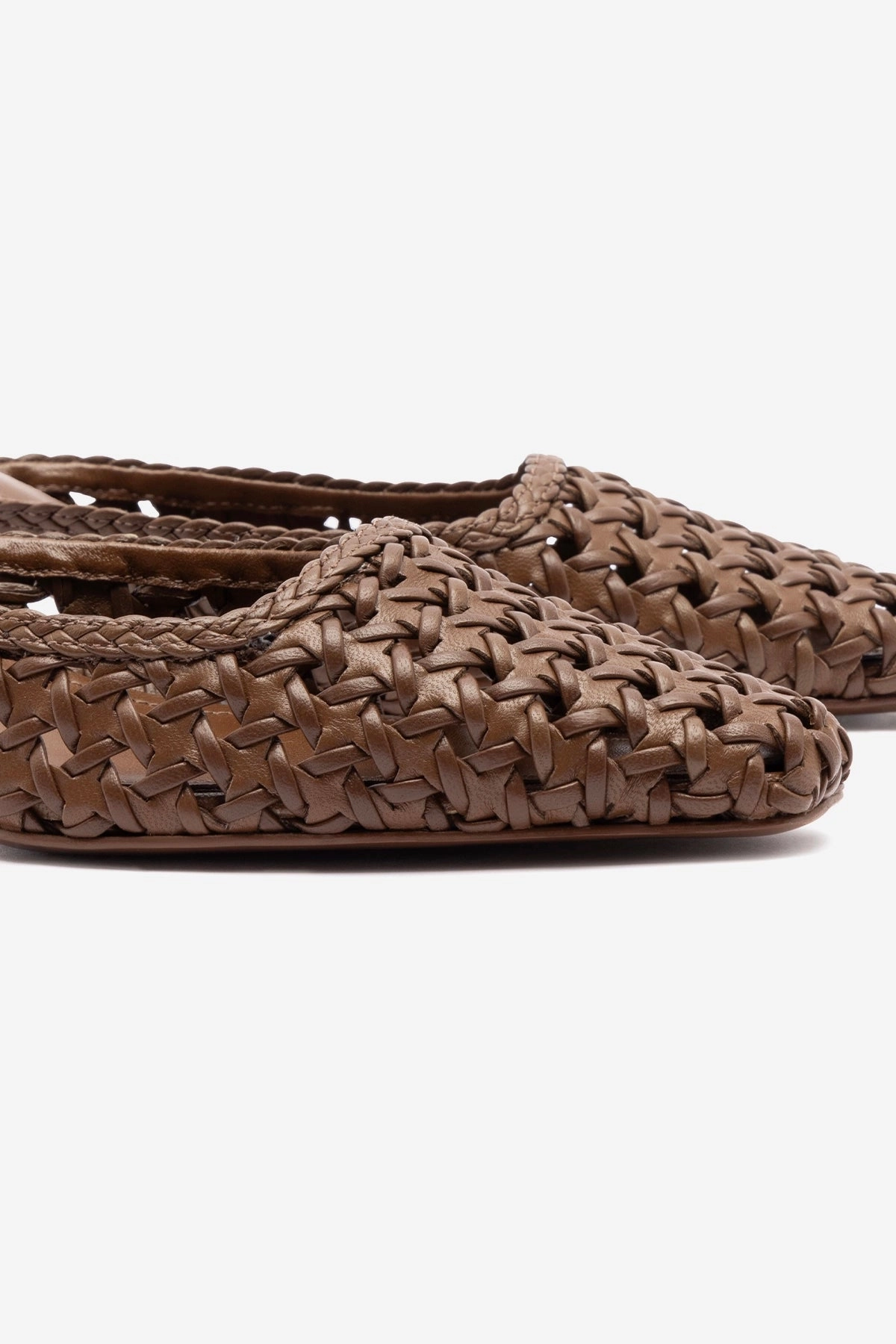 Amal Macrame Mule In Burnt Umber Leather