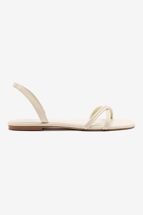 Annie Flat In Ivory Leather