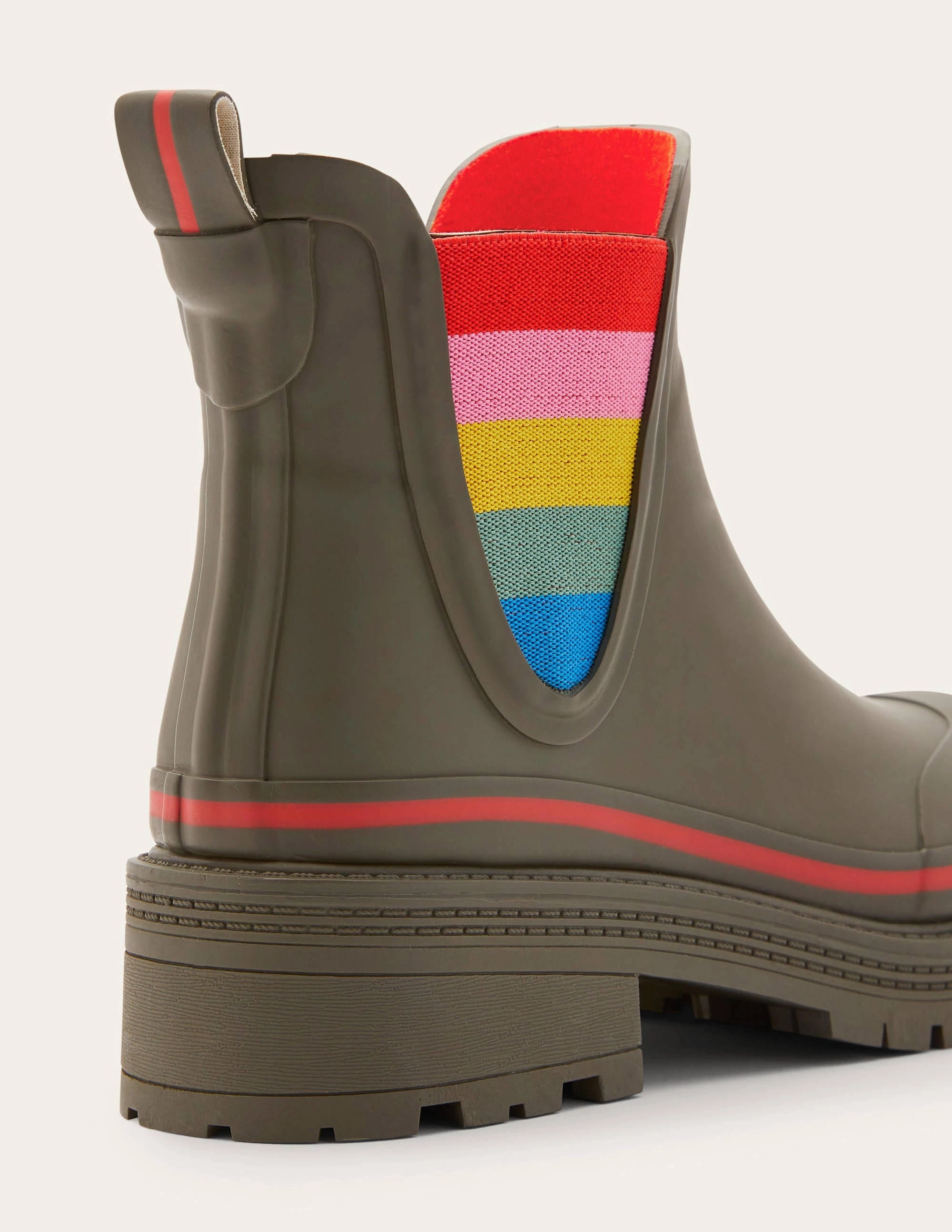Bamburgh Wellington Boots-Classic Khaki/Cherry Red