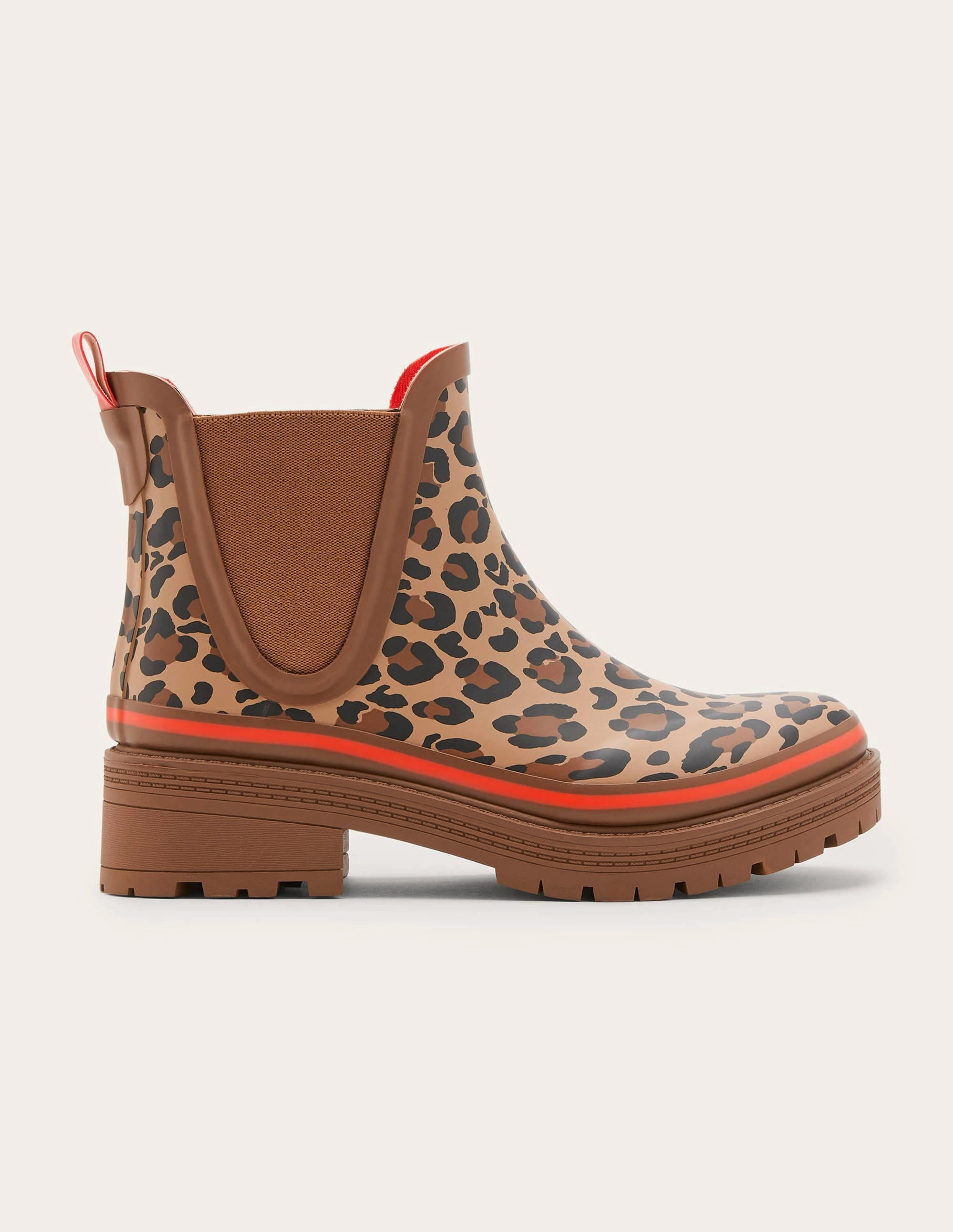 Bamburgh Wellington Boots-Leopard/Firecracker