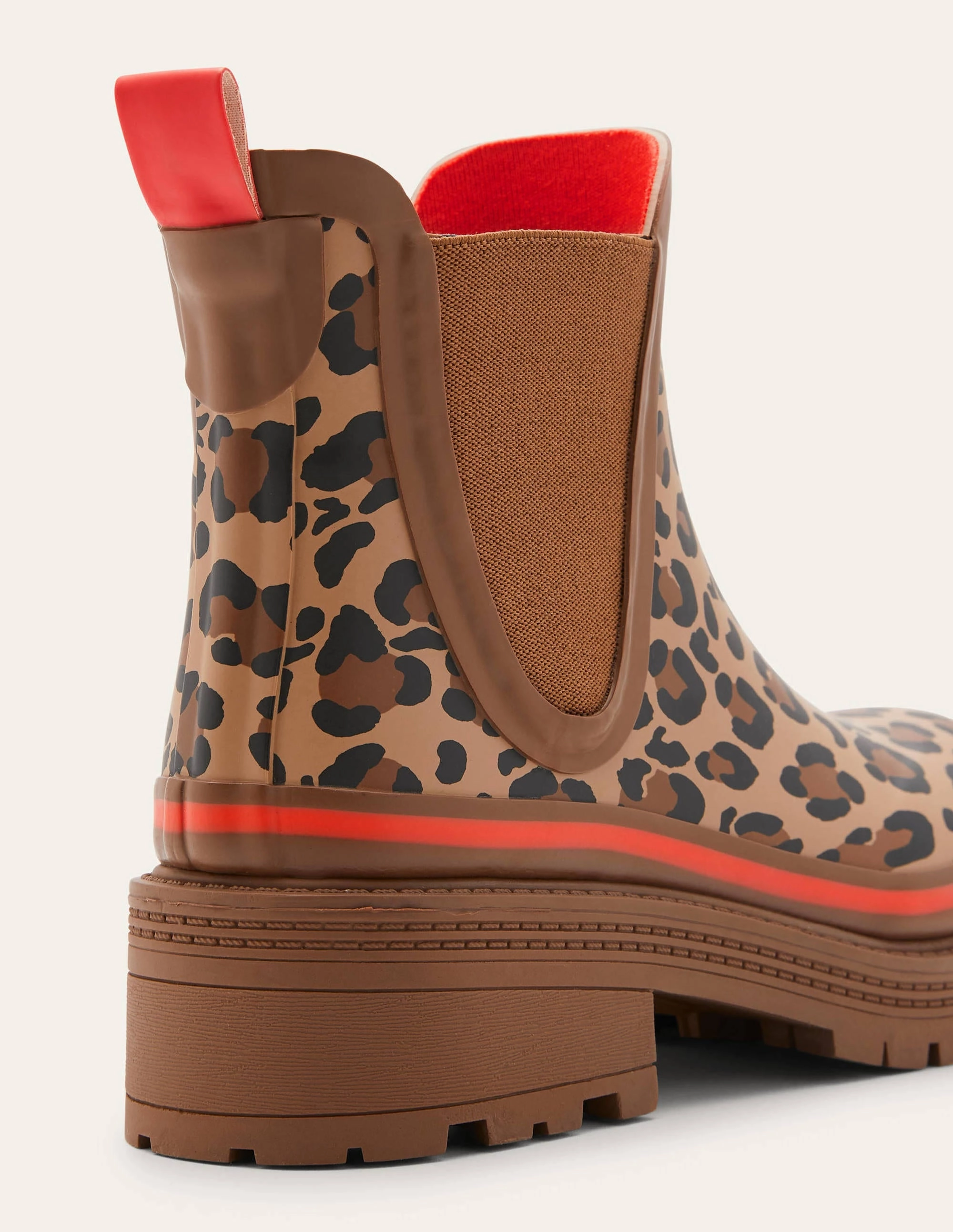 Bamburgh Wellington Boots-Leopard/Firecracker