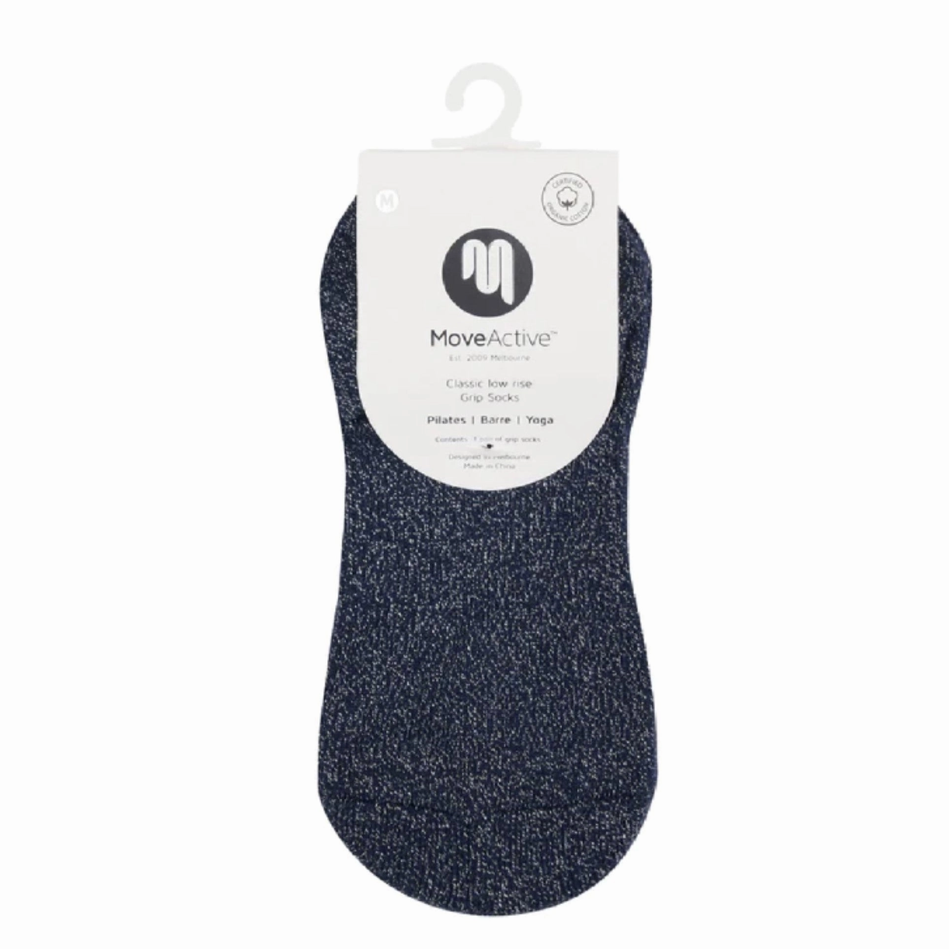 Classic Low Rise Grip Socks - Starry Black Sparkle (Barre / Pilates)