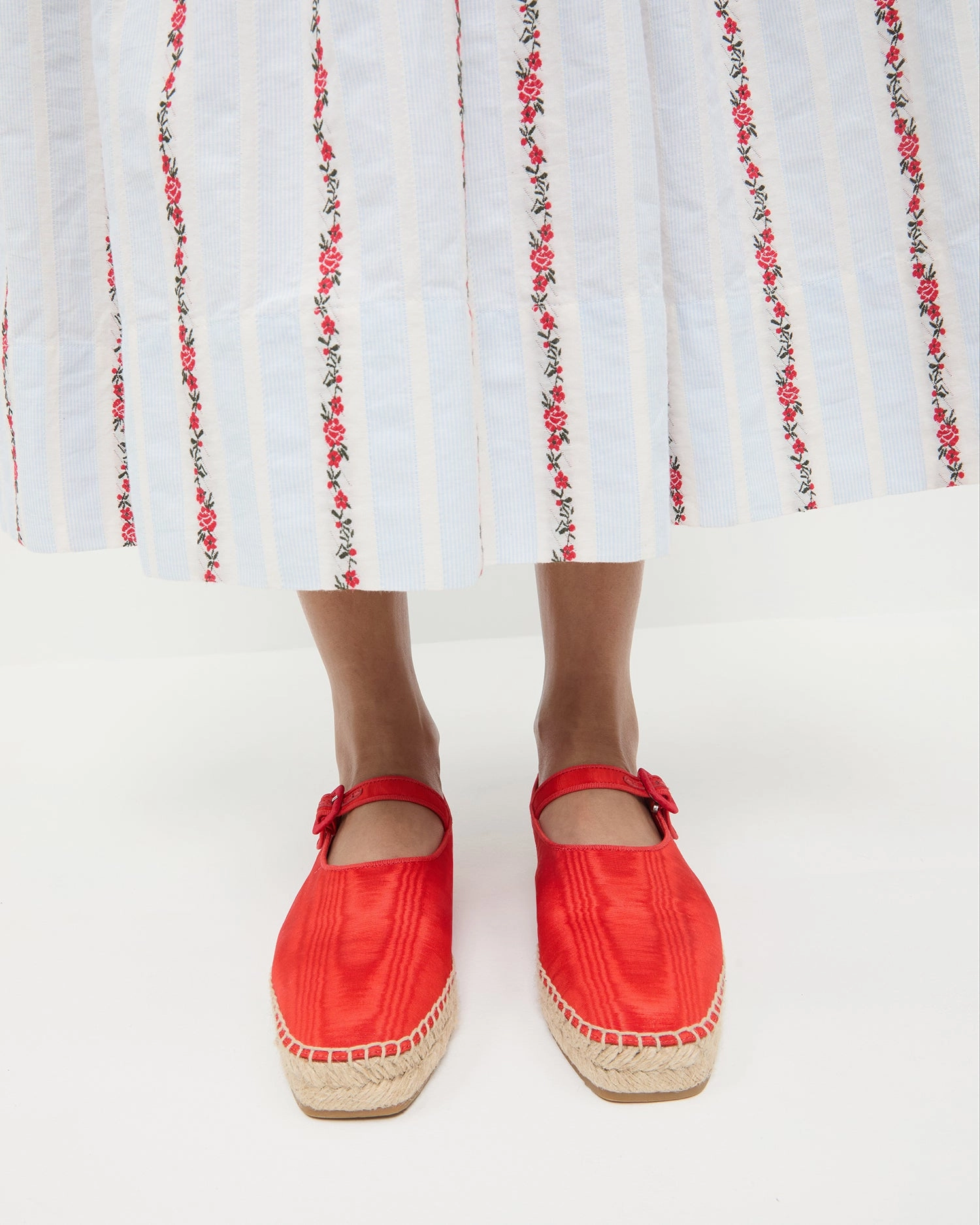 Clover Red Moiré Espadrille