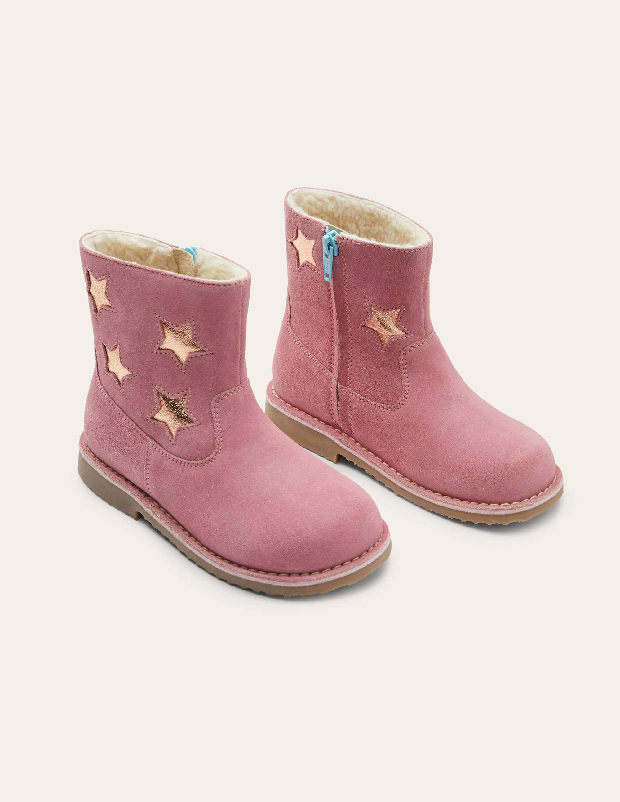 Cosy Short Leather Boots-Formica Pink Stars