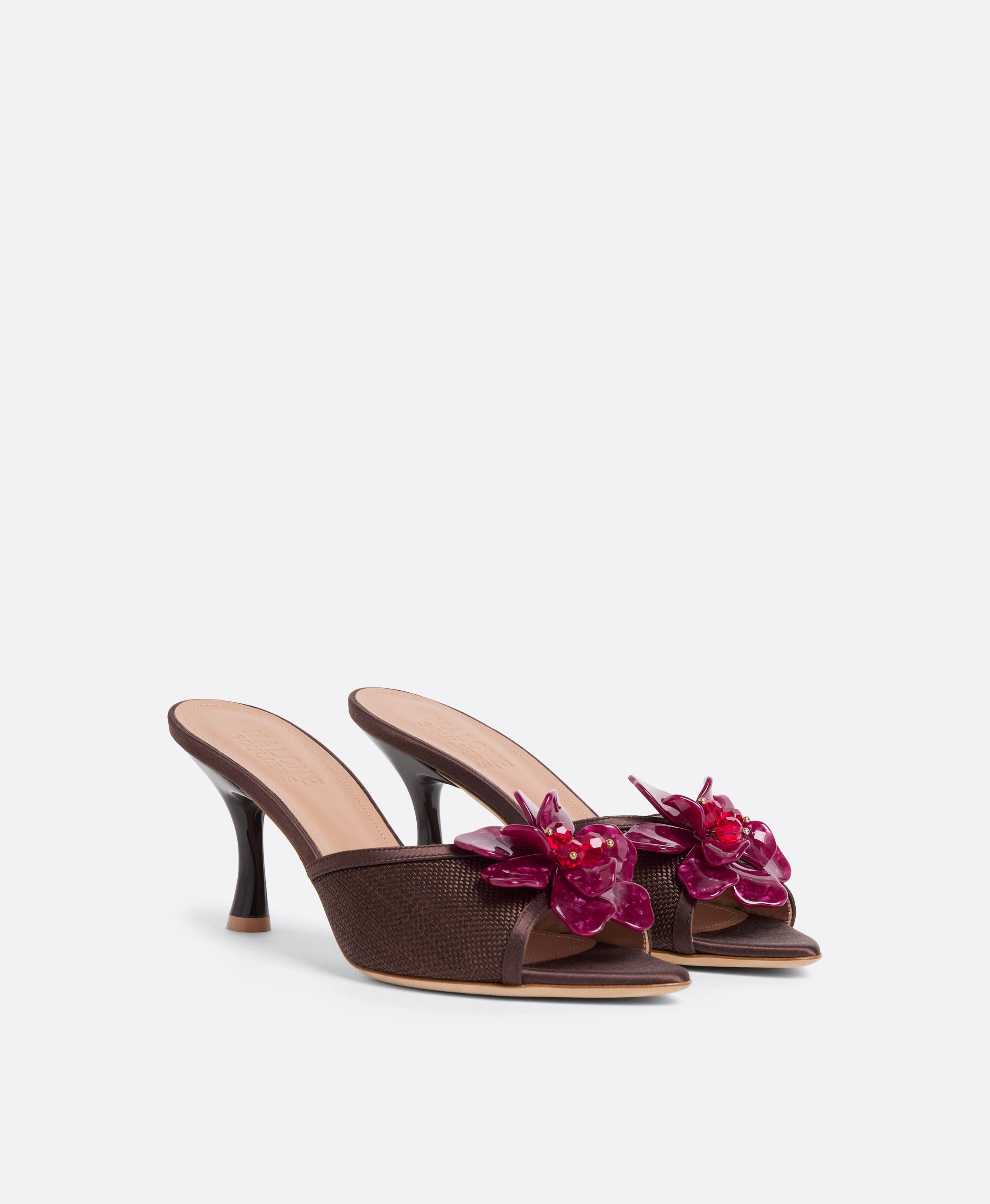 Cyd 70 Dark Brown Raffia Heeled Sandals