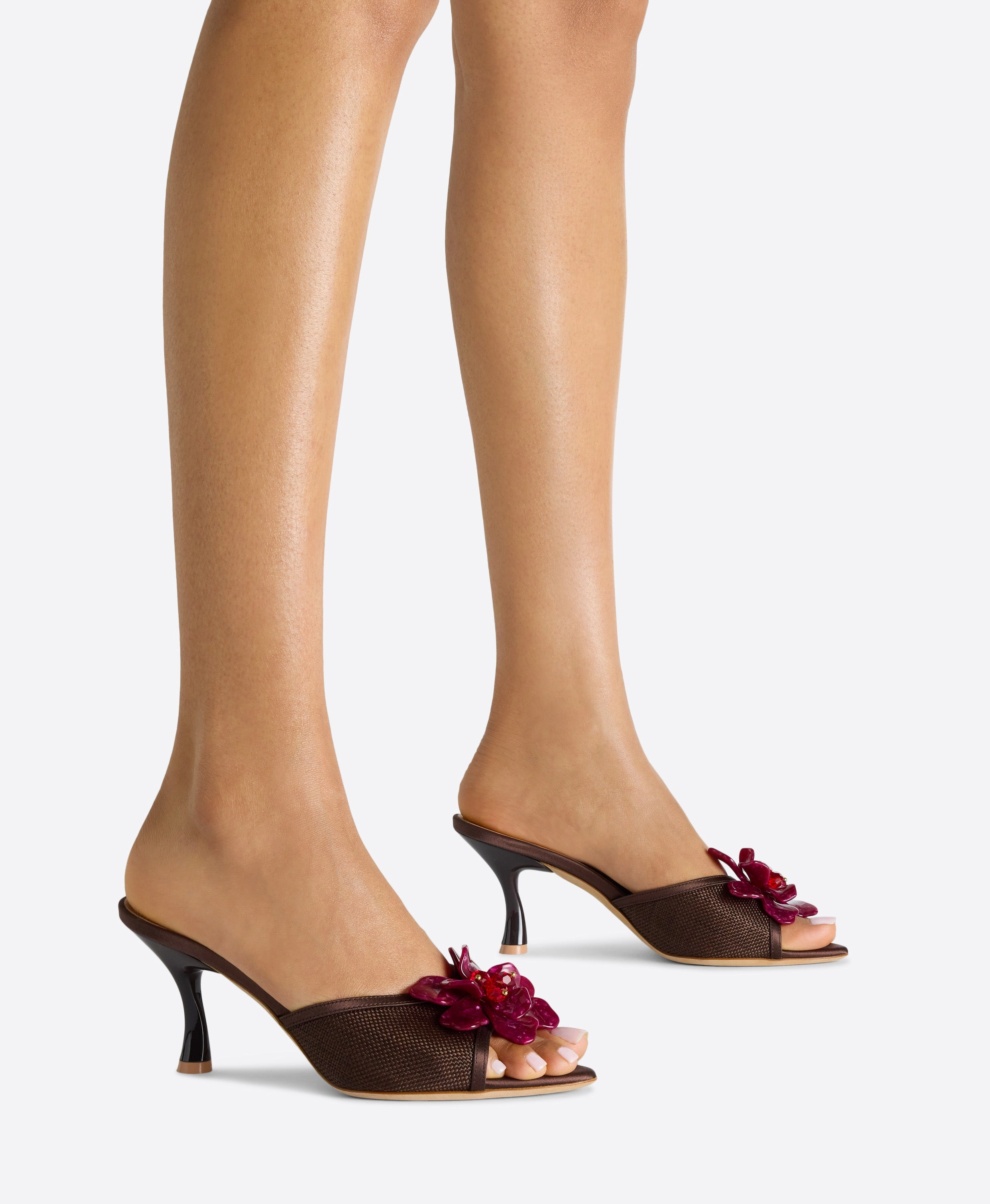Cyd 70 Dark Brown Raffia Heeled Sandals