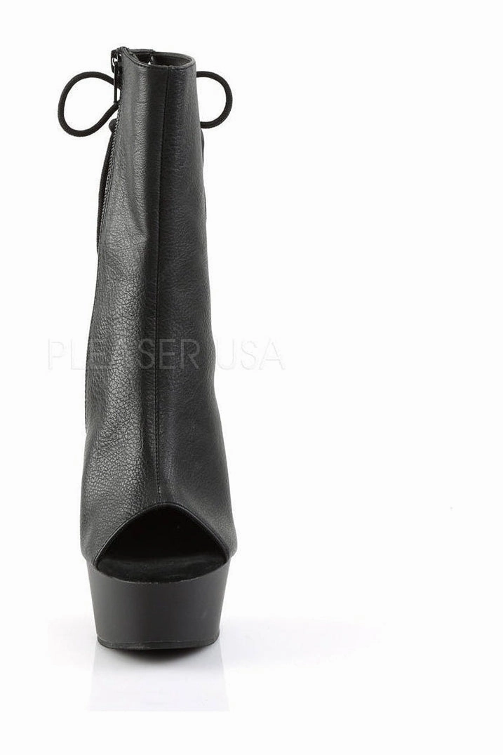 DELIGHT-1018 Platform Boot  | Black Faux Leather