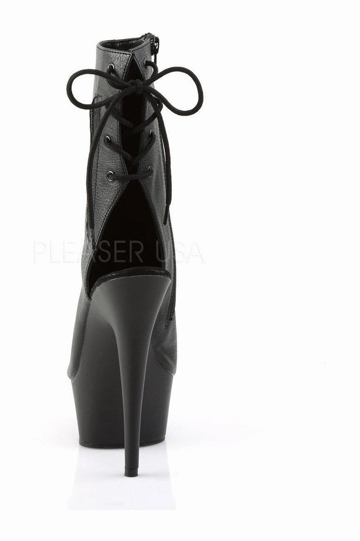 DELIGHT-1018 Platform Boot  | Black Faux Leather