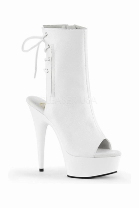 DELIGHT-1018 Platform Boot  | White Faux Leather