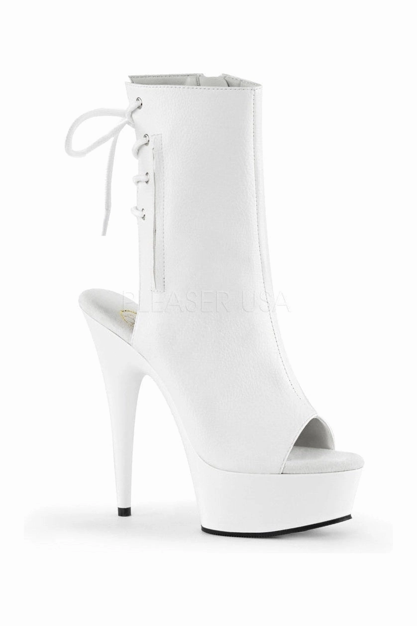 DELIGHT-1018 Platform Boot  | White Faux Leather