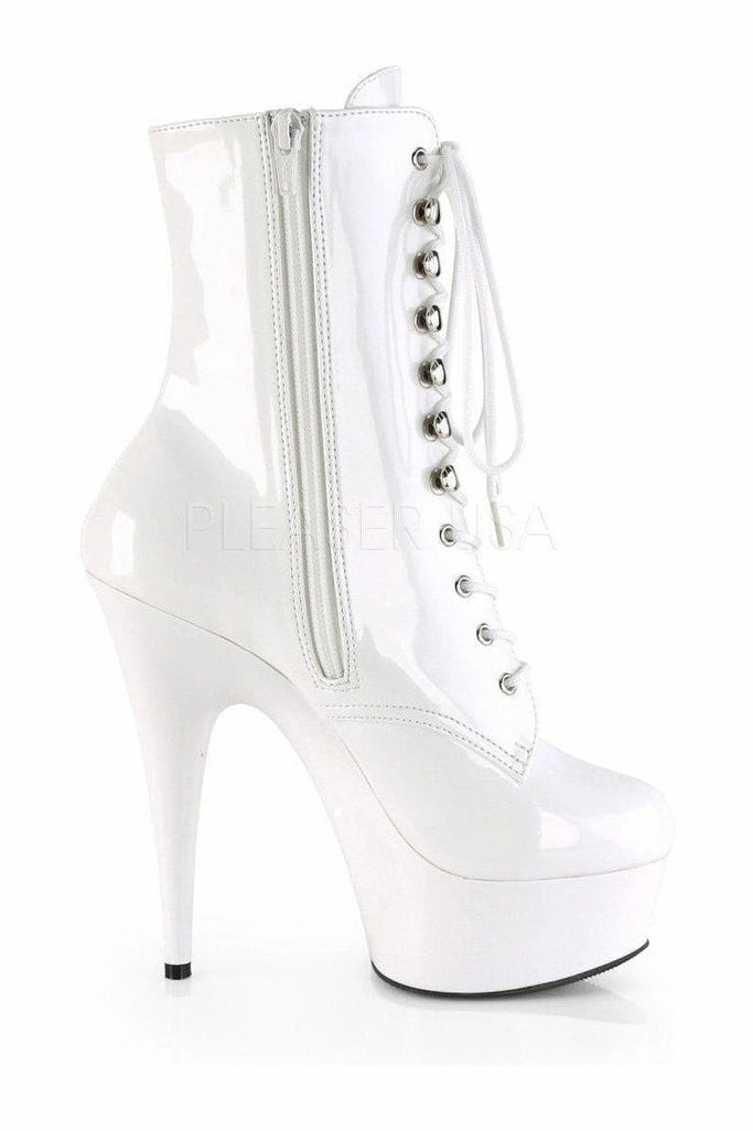 DELIGHT-1020 Platform Ankle Boot | White Patent