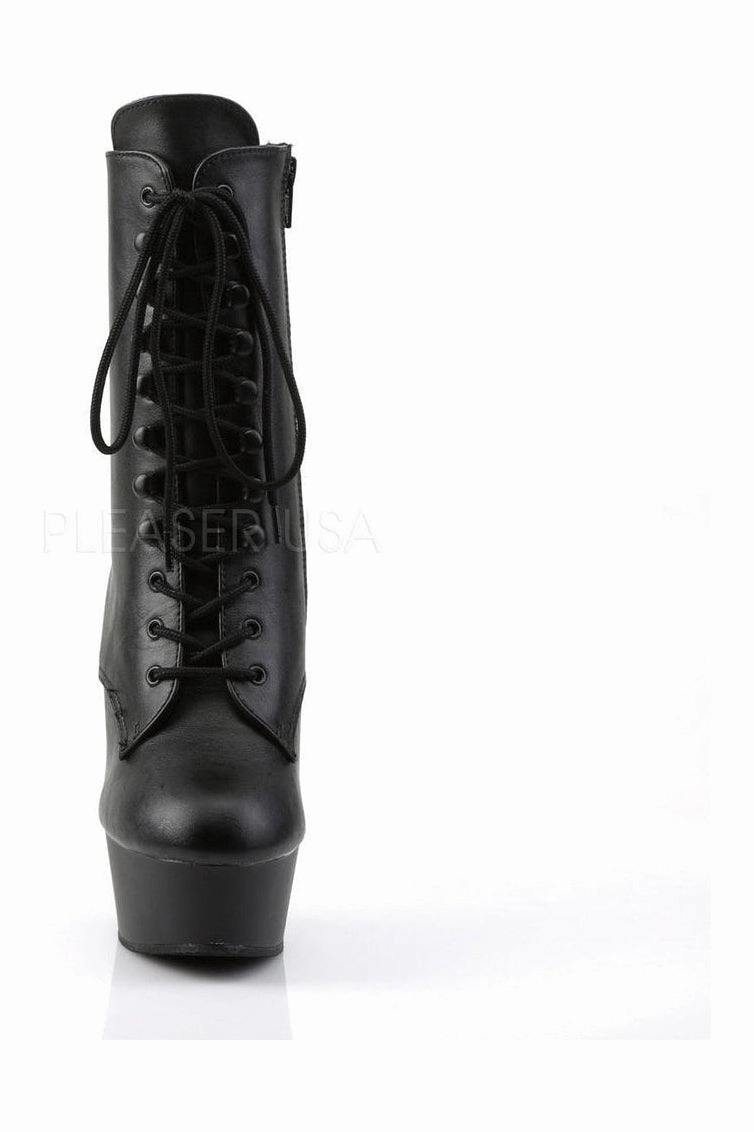 DELIGHT-1020 Platform Boot  | Black Faux Leather