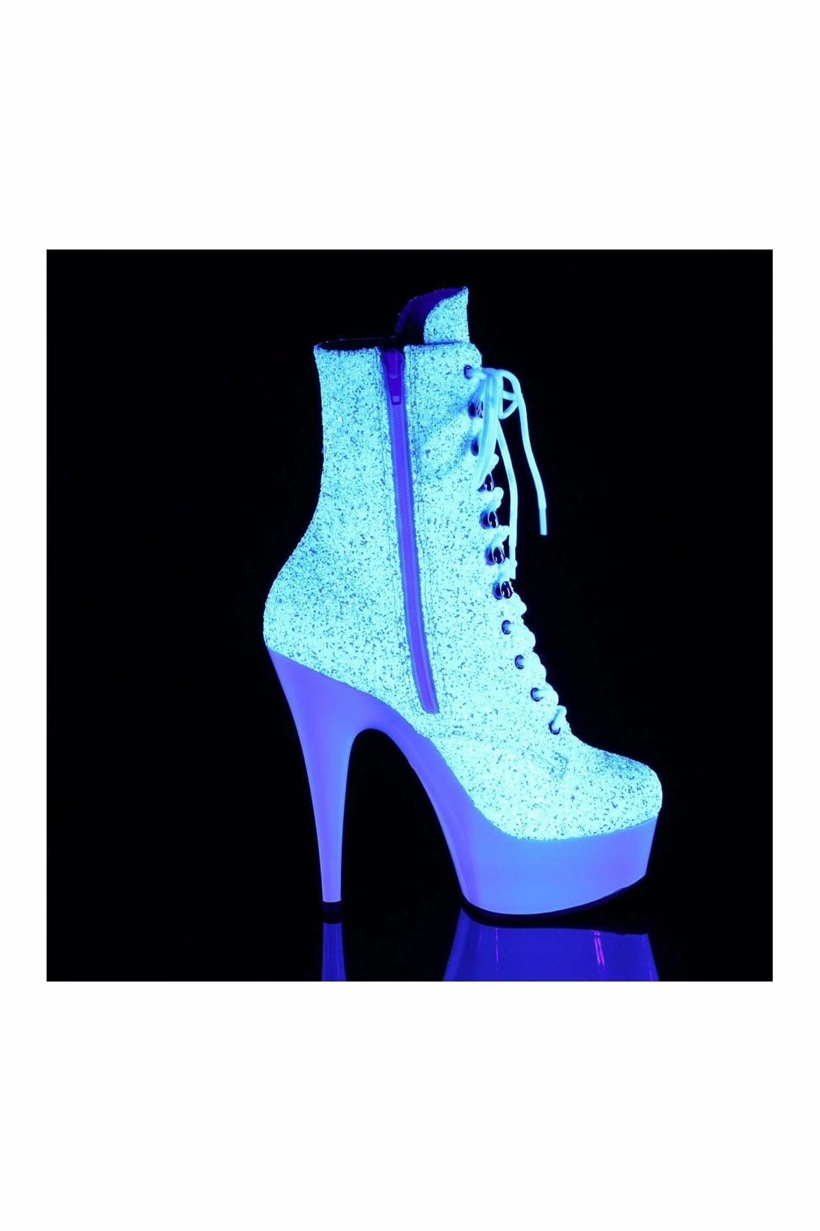 DELIGHT-1020LG White Glitter Ankle Boot