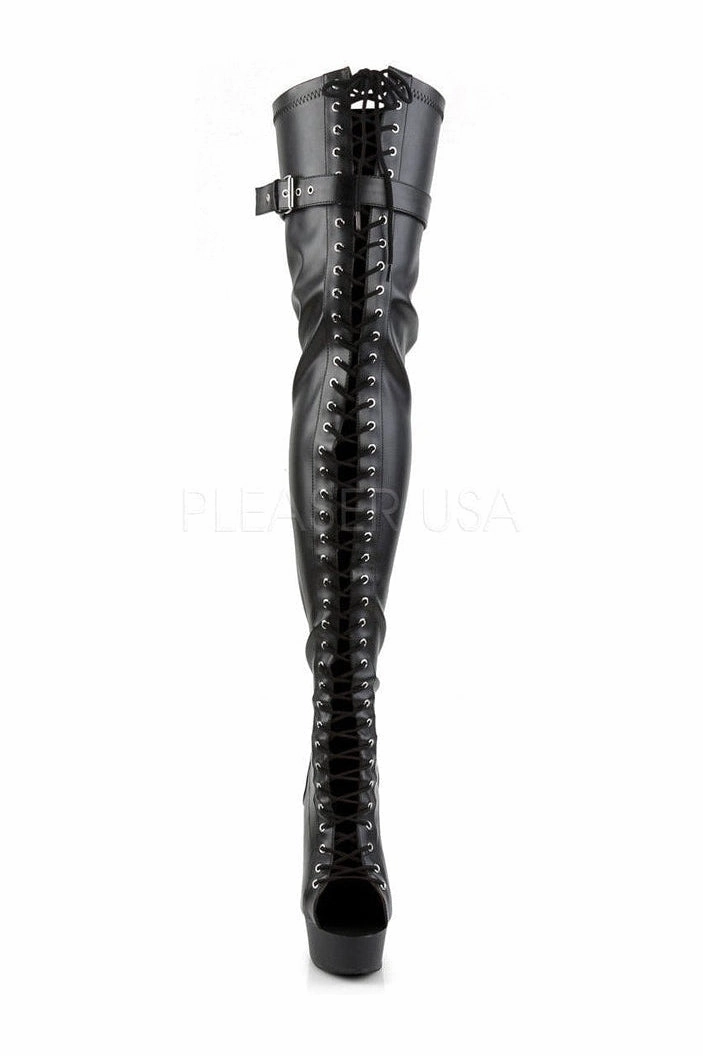 DELIGHT-3025 Platform Boot  | Black Faux Leather