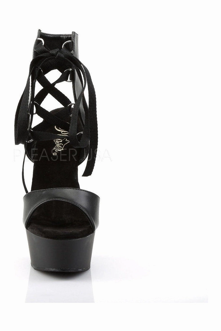 DELIGHT-600-14 Platform Sandal  | Black Faux Leather