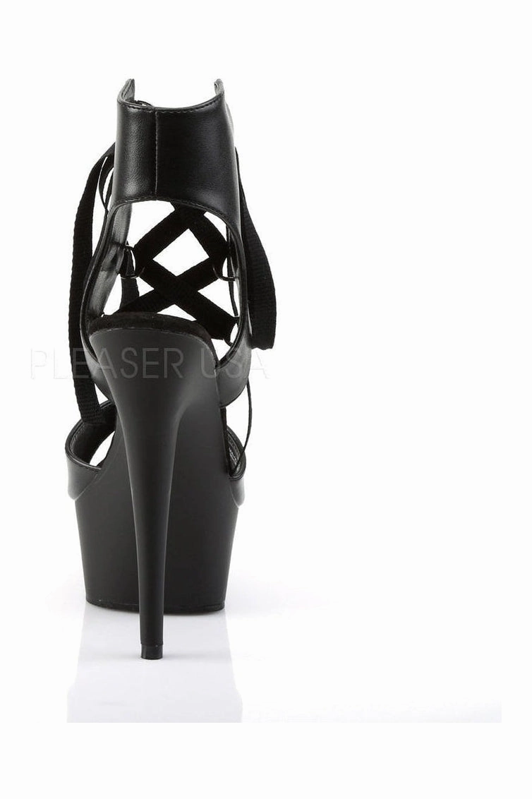 DELIGHT-600-14 Platform Sandal  | Black Faux Leather