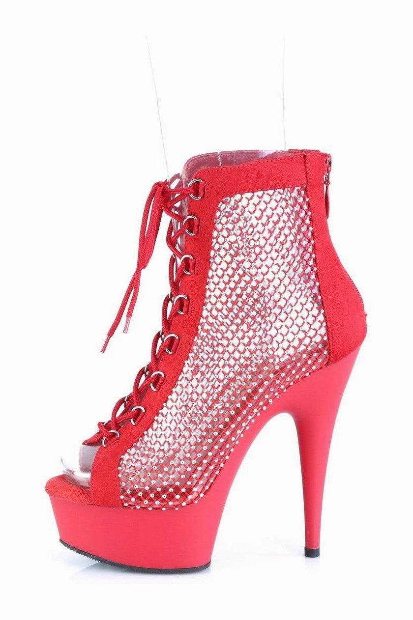 DELIGHT-600-33RM Ankle Boot | Red Faux Suede
