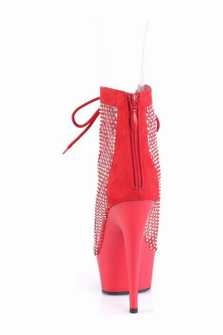 DELIGHT-600-33RM Ankle Boot | Red Faux Suede