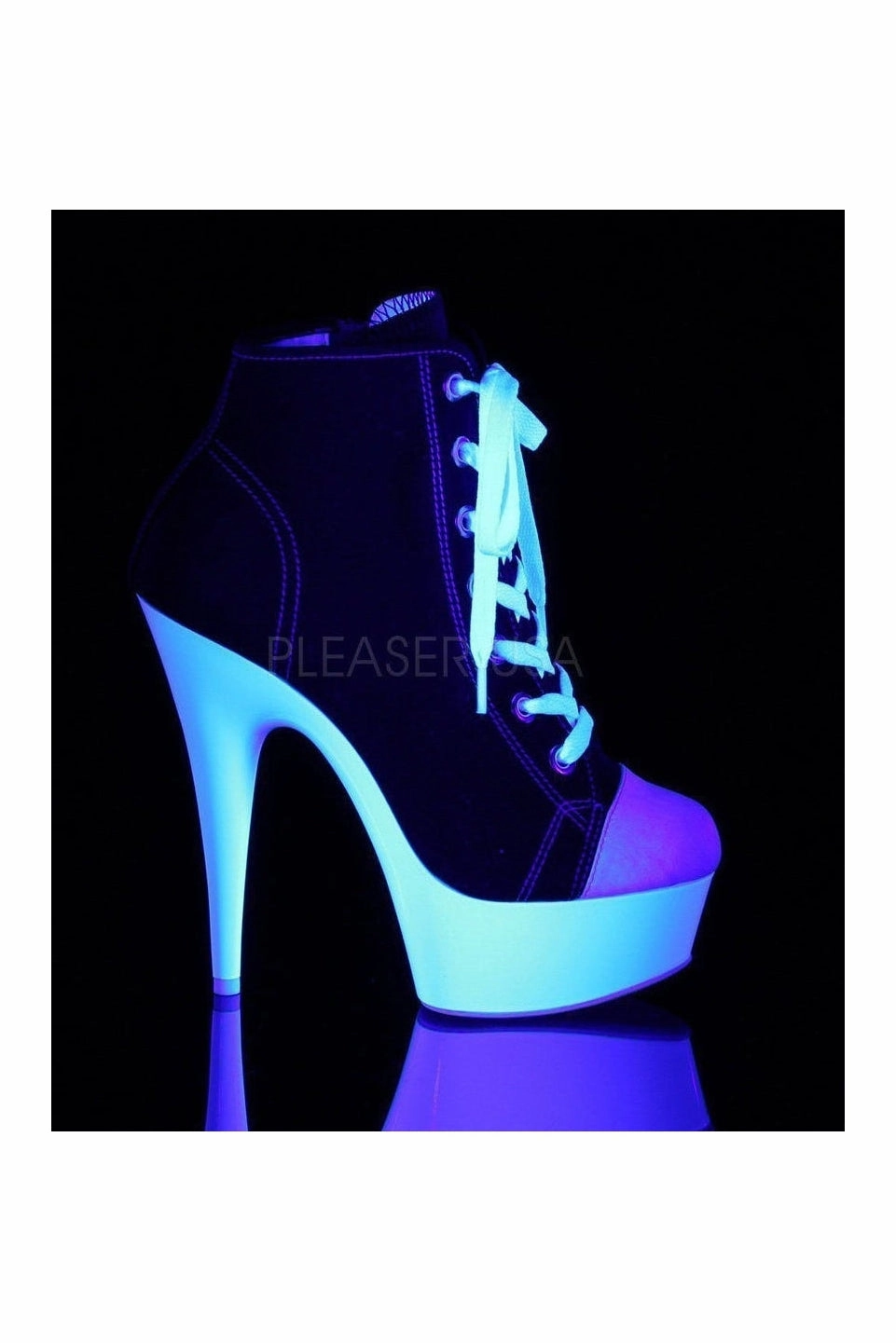 DELIGHT-600SK-02 Platform Ankle Boot | Black Canvas