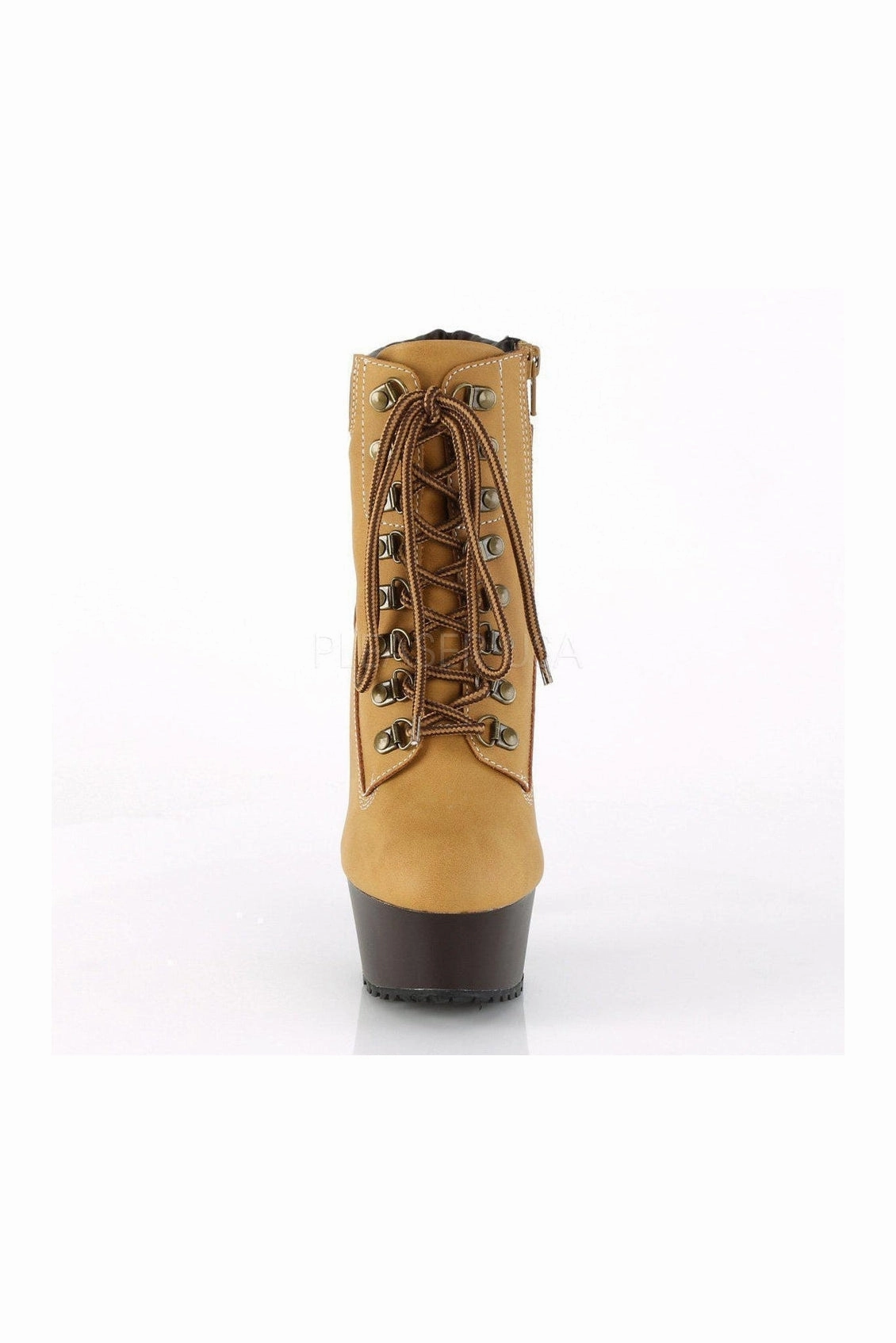 DELIGHT-600TL-02 Platform Ankle Boot | Brown Faux Leather