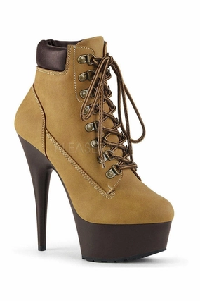 DELIGHT-600TL-02 Platform Ankle Boot | Brown Faux Leather