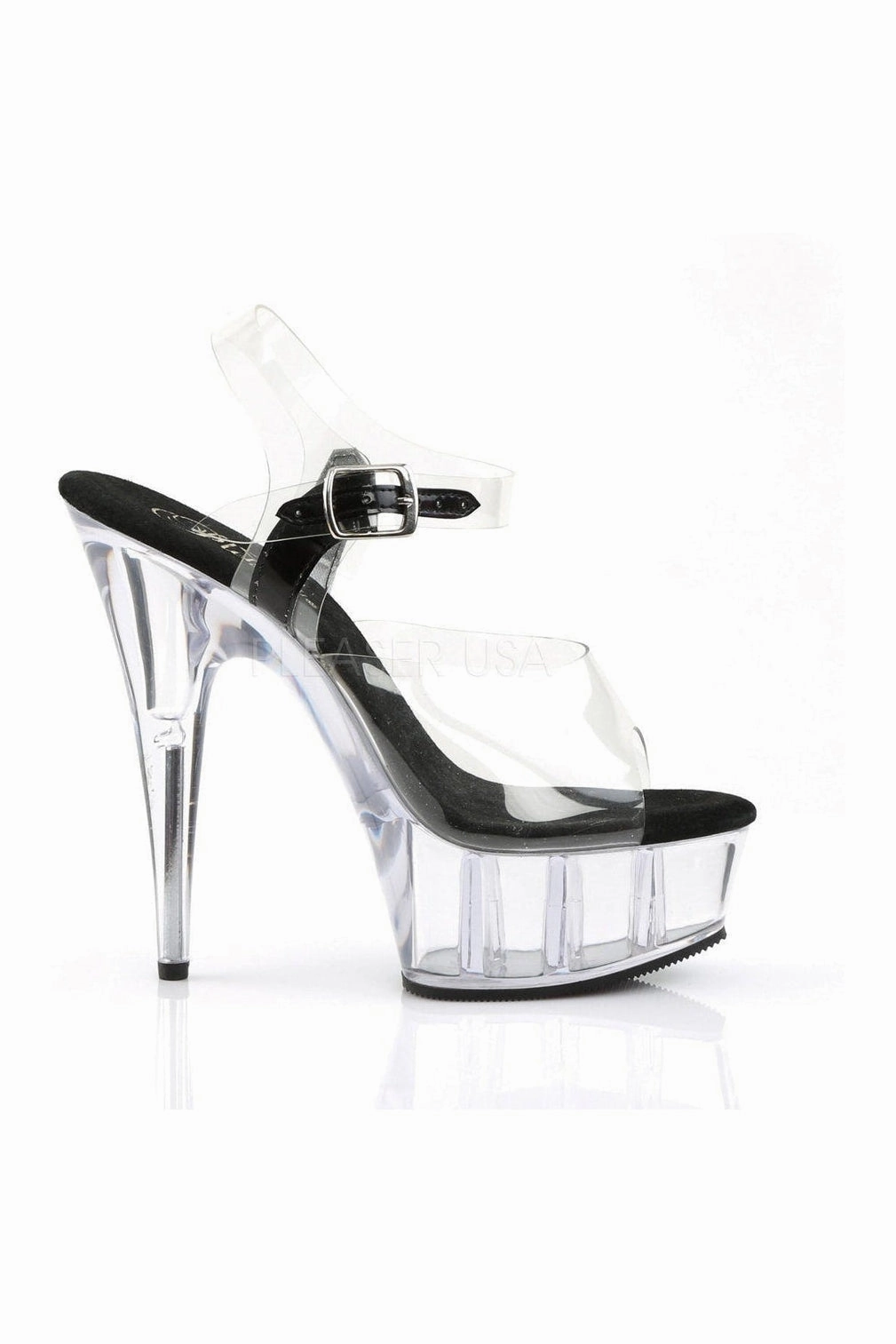 DELIGHT-608 Platform Sandal  | Black Vinyl