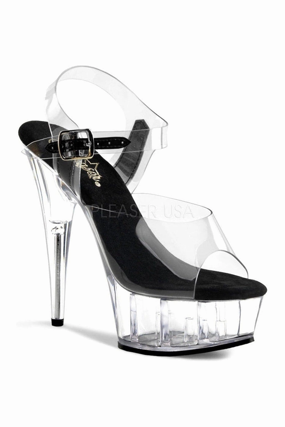 DELIGHT-608 Platform Sandal  | Black Vinyl