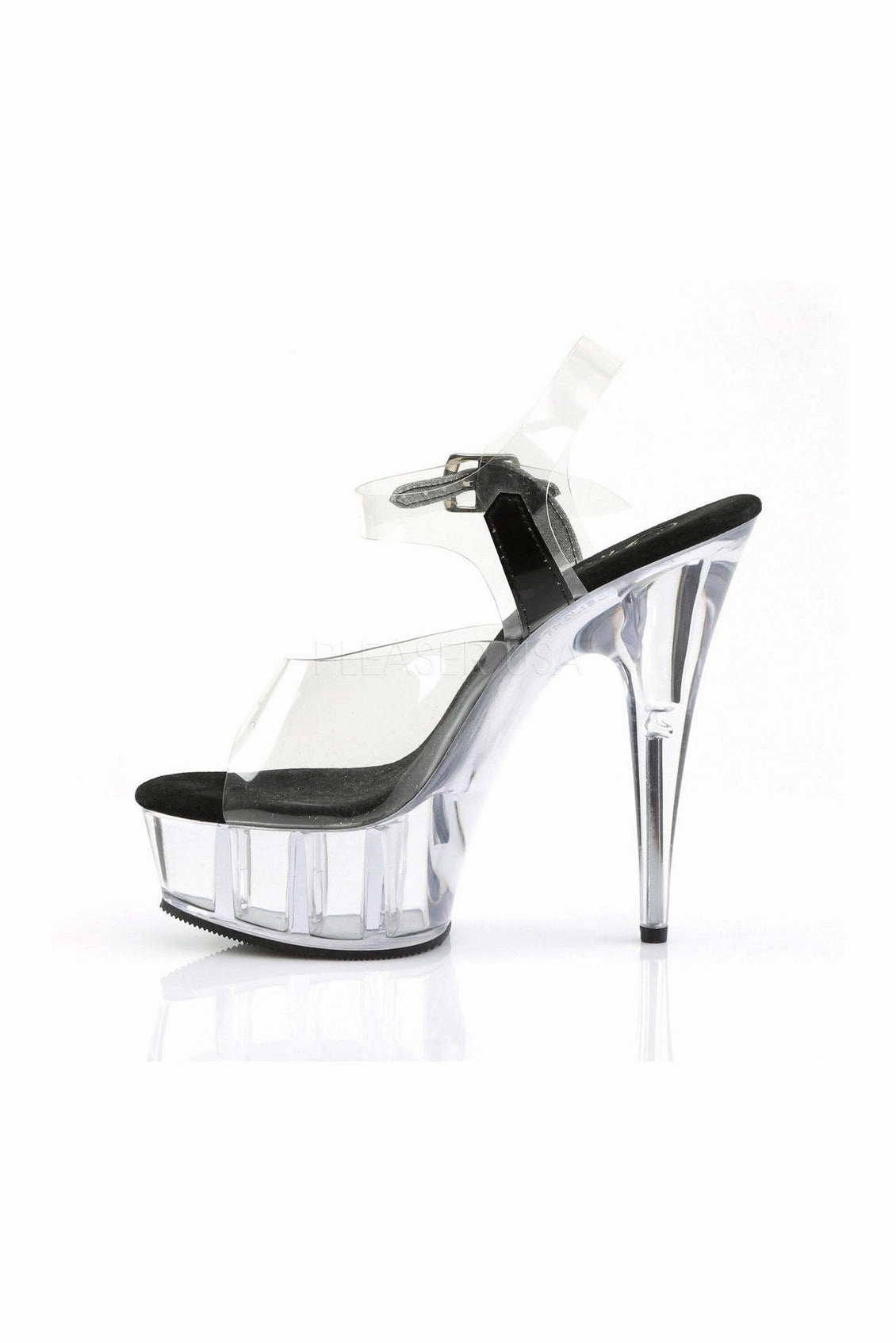 DELIGHT-608 Platform Sandal  | Black Vinyl