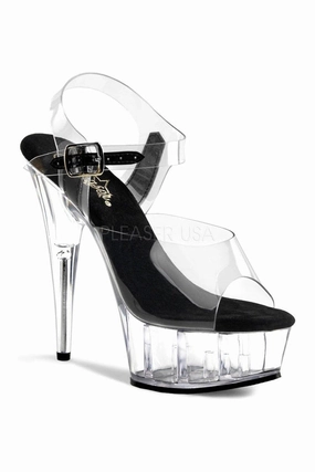 DELIGHT-608 Platform Sandal  | Black Vinyl