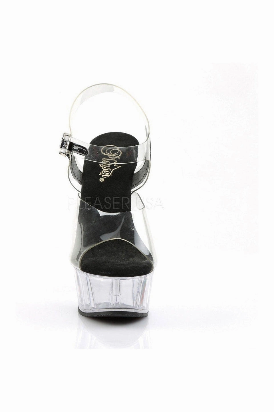DELIGHT-608 Platform Sandal  | Black Vinyl