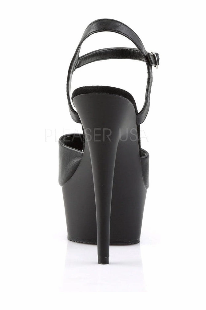 DELIGHT-609 Platform Sandal  | Black Faux Leather