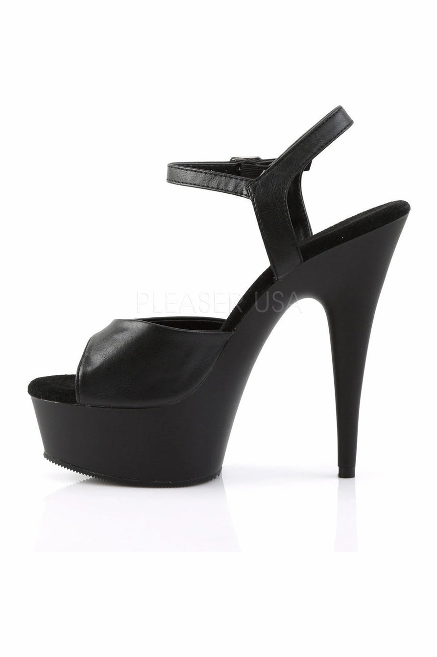 DELIGHT-609 Platform Sandal  | Black Faux Leather