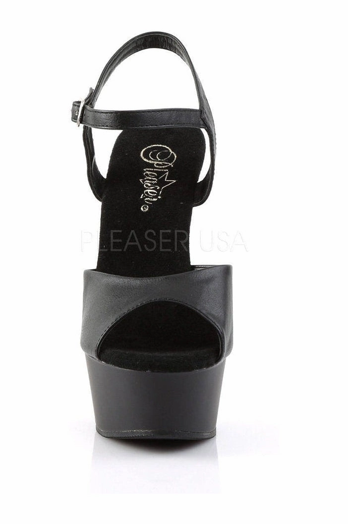 DELIGHT-609 Platform Sandal  | Black Faux Leather