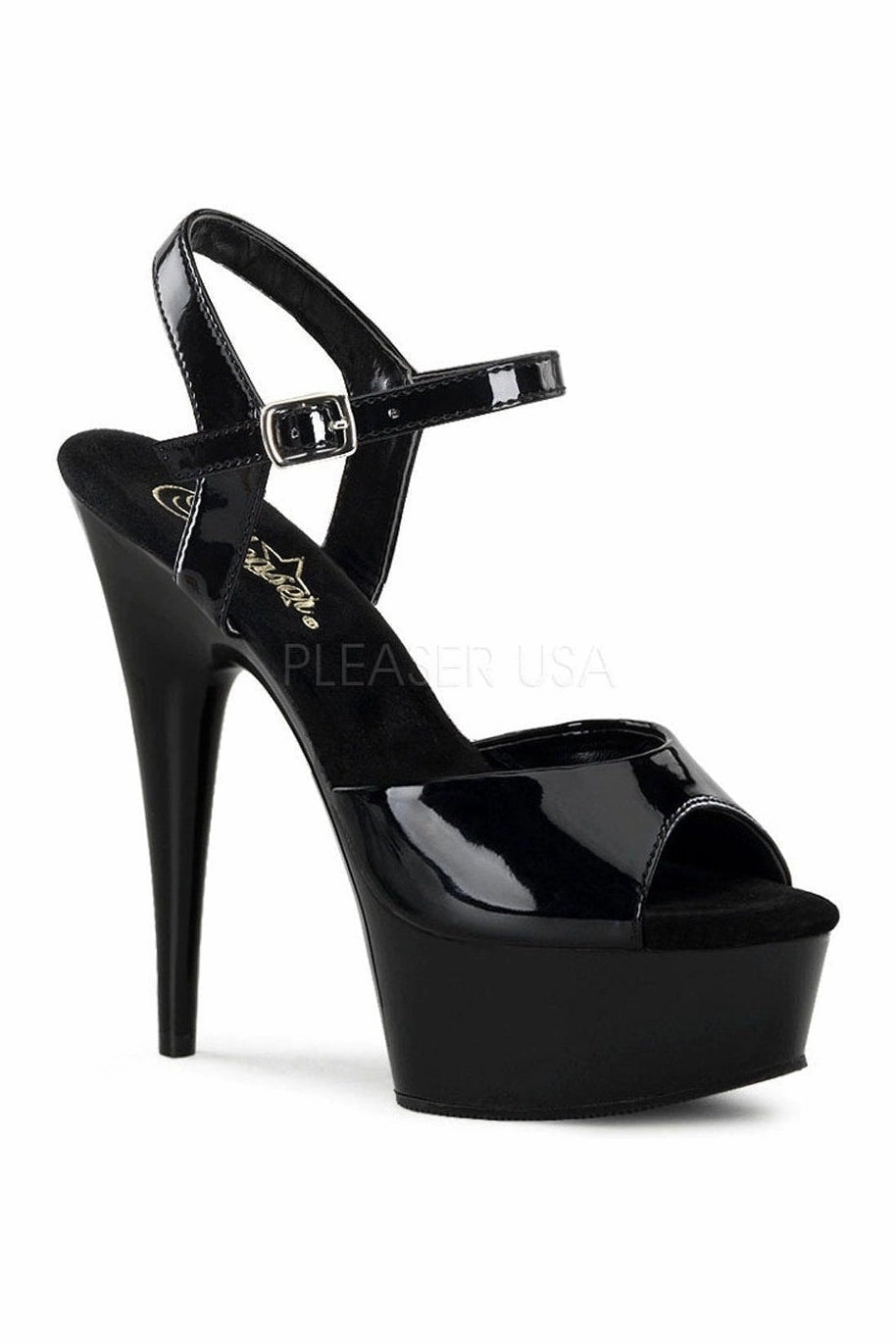 DELIGHT-609 Platform Sandal  | Black Patent